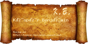 Káspár Benjámin névjegykártya